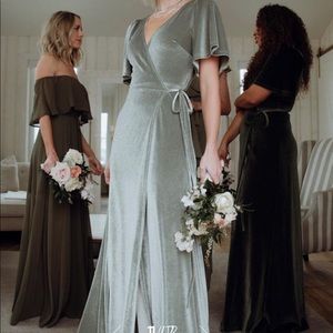 Sage velvet wrap maxi dress! Perfect for a wedding or bridesmaid